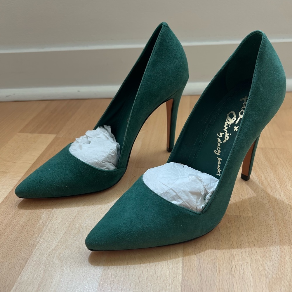 Alice + Olivia Green Suede Pumps